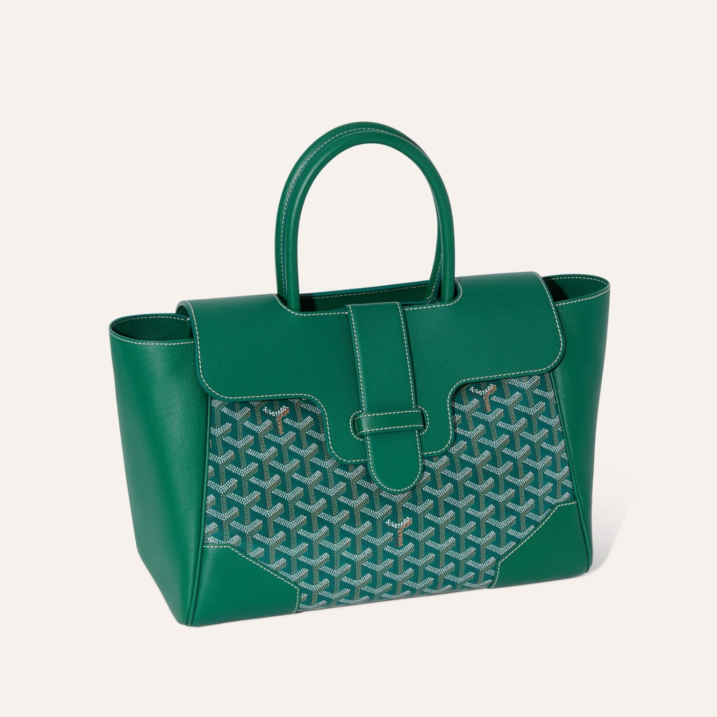 Goyard Saigon Tote Green Goyardine Canvas Palladium Hardware - Image 3